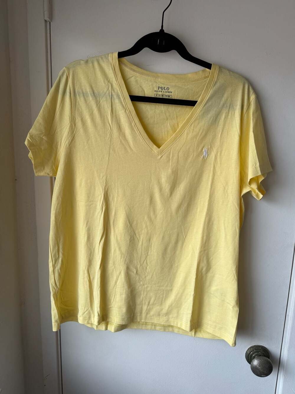Polo Ralph Lauren V-Neck T-Shirt Size XL Yellow Cotton Tee
